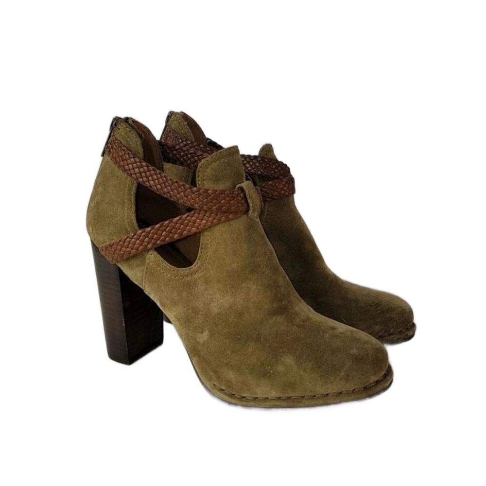 Frye Margaret Shootie Suede Suede Braided Strap Booties